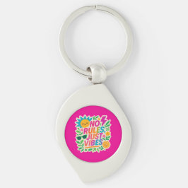 No Rules Just Vibes – Neon Gradient Kawaii-Punk Ty Sleutelhanger