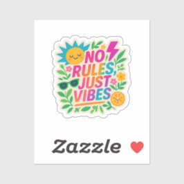 No Rules Just Vibes – Neon Gradient Kawaii-Punk Ty Sticker