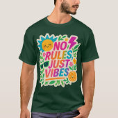 No Rules Just Vibes – Neon Gradient Kawaii-Punk Ty T-shirt (Voorkant)