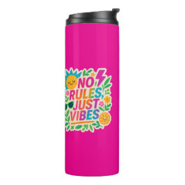 No Rules Just Vibes – Neon Gradient Kawaii-Punk Ty Thermosbeker