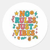 No Rules Just Vibes Sticker – Funky Retro (Voorkant)