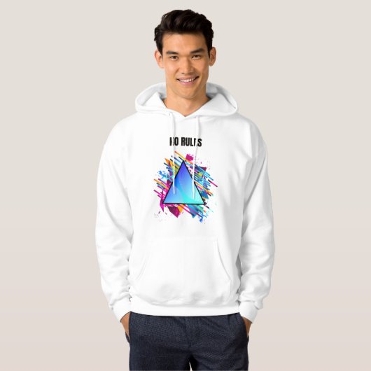 NO RULES – Neon Geometric Style Hoodie (Voorkant volledig)