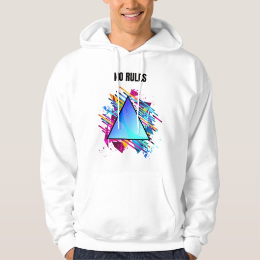 NO RULES – Neon Geometric Style Hoodie (Voorkant)