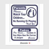 'No Running Playing Watch'-winkelbedekking blauw Sticker (Vel)