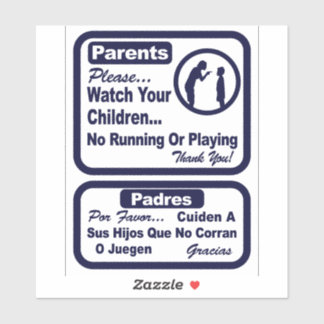 'No Running Playing Watch'-winkelbedekking blauw Sticker