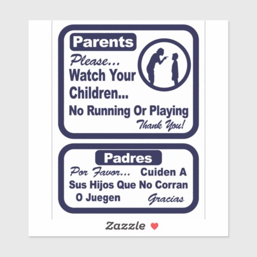 'No Running Playing Watch'-winkelbedekking blauw Sticker (Vel)