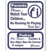 'No Running Playing Watch'-winkelbedekking blauw Sticker (Voorkant)