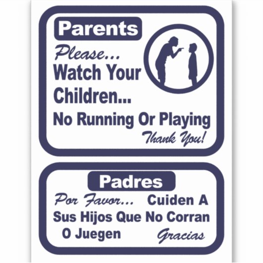 'No Running Playing Watch'-winkelbedekking blauw Sticker (Voorkant)