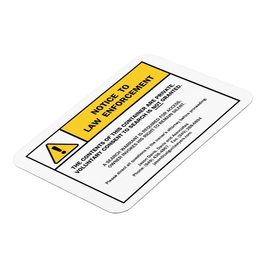 "No Search Without A Warrant" magneetteken (voor C Magneet (Linkerzijde)