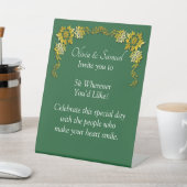 No Seating Chart - Wedding Emerald Green & Gold Reclamebord Met Voetstuk (Insitu)