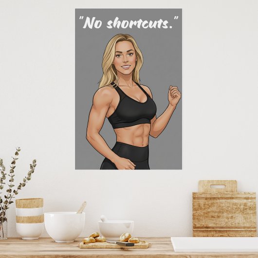 No Shortcuts – Fitness Motivation Poster (Keuken)