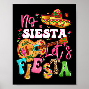 No Siesta Let's Fiesta Gitaar Cinco de Mayo Mexica Poster