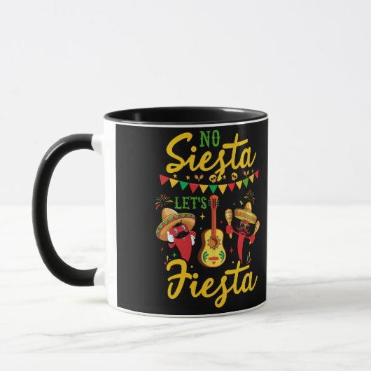 No Siesta Let's Fiesta Mexican Maracas Sombrero Mok (Links)