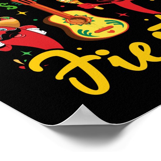 No Siesta Let's Fiesta Mexican Maracas Sombrero Poster (Hoek)