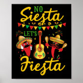 No Siesta Let's Fiesta Mexican Maracas Sombrero Poster (Voorkant)