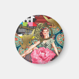 No-Signal - Cheeky Lady Digital Collage Magneet