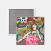 No-Signal - Cheeky Lady Digital Collage Magneet (Voorkant / Achterkant)