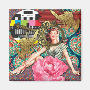 No-Signal - Cheeky Lady Digital Collage Magneet