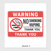 No Smoking No Vaping Sign - Public Health Awarenes Sticker (Vel)