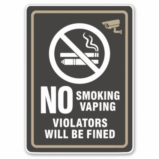 No Smoking Vaping Violators Fined - Monitored Area Sticker (Voorkant)