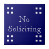 No Soliciting - Craftsman White op Blue Tegeltje (Voorkant)
