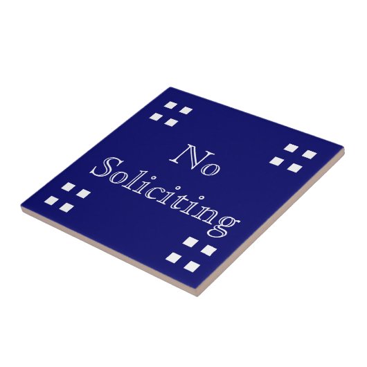 No Soliciting - Craftsman White op Blue Tegeltje (Zijkant)
