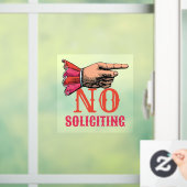 No Soliciting Pointing Hand Fun Window Cling Raamsticker (Huis)