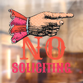 No Soliciting Pointing Hand Fun Window Cling Raamsticker (Vel 2)