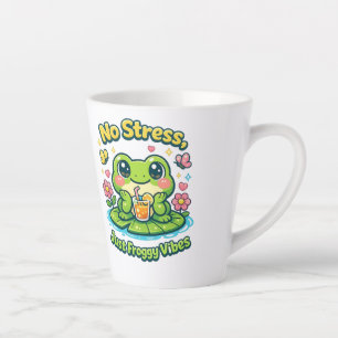 No Stress Kikker Cute Ontspannende Cartoon Kikke Latte Mok