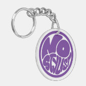 NO STYLIST zwart/paars Acrylen sleutelhanger (Voorkant Links)