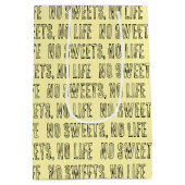 NO SWEETS, NO LIFE イエロー ミディアムペーパーバッグ MEDIUM CADEAUZAKJE (Achterkant)