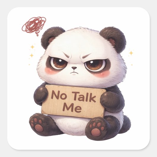 No Talk Me Tired Panda Sticker (Voorkant)