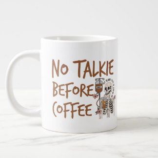 No Talkie Before Coffee funny cat lover gift Grote Koffiekop