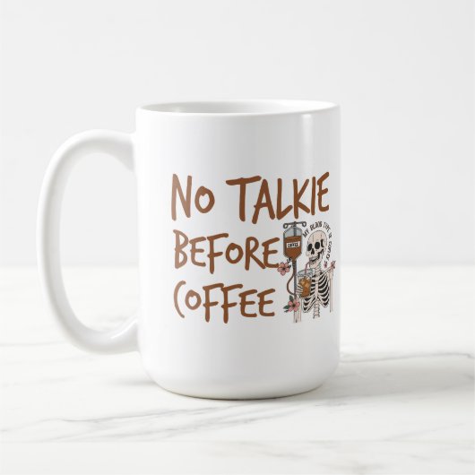 No Talkie Before Coffee funny cat lover gift Koffiemok (Links)