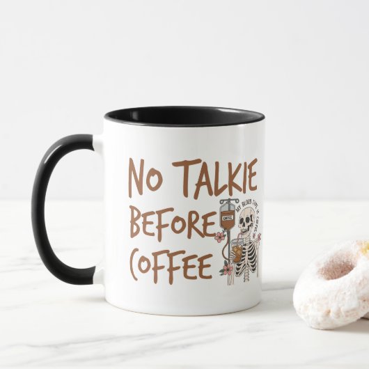 No Talkie Before Coffee funny cat lover gift Mok (Met donut)