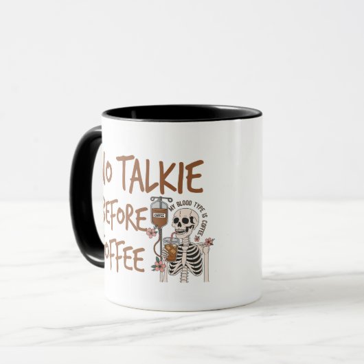 No Talkie Before Coffee funny cat lover gift Mok (Voorkant links)