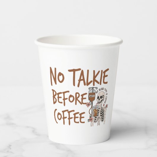 No Talkie Before Coffee funny cat lover gift Papieren Bekers (Achterkant)