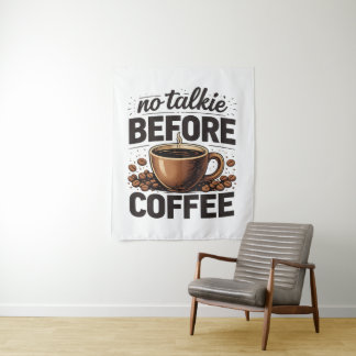 No Talkie Before Coffee – Funny Retro Coffee Lover Wandkleed