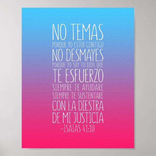 No Temas, Porque Yo Estoy Contigo, Isaías 41:10 Poster (Voorkant)