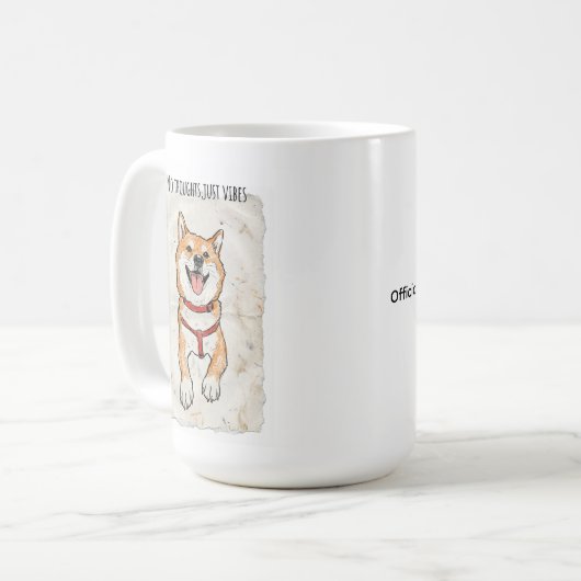 No Thoughts, Just Vibes Shiba Inu Mug | ADHD Brain Koffiemok (Voorkant links)