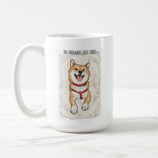 No Thoughts, Just Vibes Shiba Inu Mug | ADHD Brain Koffiemok (Links)