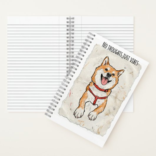 No Thoughts, Just Vibes – Shiba Inu Sketch Journal Notitieboek (Binnen)