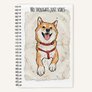 No Thoughts, Just Vibes – Shiba Inu Sketch Journal Notitieboek