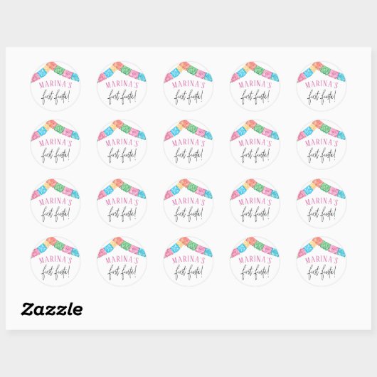 No Time To Siesta First Fiesta Girl Birthday Ronde Sticker (Vel)