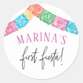 No Time To Siesta First Fiesta Girl Birthday Ronde Sticker (Voorkant)