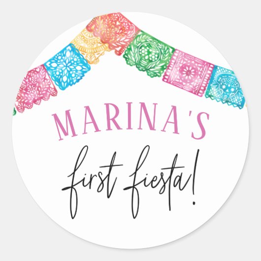 No Time To Siesta First Fiesta Girl Birthday Ronde Sticker (Voorkant)