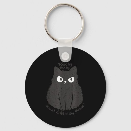 No Touchy Social Distancing Please Funny Angry Cat Sleutelhanger (Voorkant)