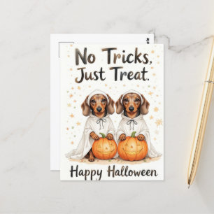 No Tricks behandelt gewoon Halloween Sweet Pup Duo Briefkaart