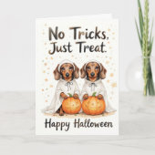 No Tricks behandelt gewoon Halloween Sweet Pup Duo Kaart (Voorkant)