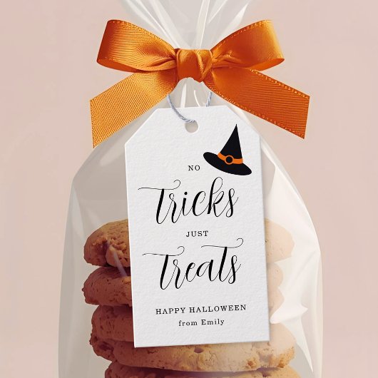 No Tricks behandelt gewoon Happy Halloween Cadeaulabel